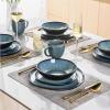 imageAmorArc Ceramic Dinnerware SetsHandmade Reactive Glaze Stoneware Plates and Bowls SetHighly Scratch Resistant  Dishwasher ampamp Microwave Safe Dishes SetService for 4 12pcMatte Ceylon Blue