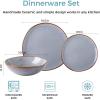 imageAmorArc Ceramic Dinnerware SetsHandmade Reactive Glaze Stoneware Plates and Bowls SetHighly Scratch Resistant  Dishwasher ampamp Microwave Safe Dishes SetService for 4 12pcReactive Blue