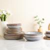 imageAmorArc Ceramic Dinnerware SetsHandmade Reactive Glaze Stoneware Plates and Bowls SetHighly Scratch Resistant  Dishwasher ampamp Microwave Safe Dishes SetService for 4 12pcReactive Blue