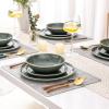 imageAmorArc Ceramic Dinnerware SetsHandmade Reactive Glaze Stoneware Plates and Bowls SetHighly Scratch Resistant  Dishwasher ampamp Microwave Safe Dishes SetService for 4 12pcJade Green