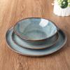 imageAmorArc Ceramic Dinnerware SetsHandmade Reactive Glaze Stoneware Plates and Bowls SetHighly Scratch Resistant  Dishwasher ampamp Microwave Safe Dishes SetService for 4 12pcVintage Blue