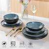 imageAmorArc Ceramic Dinnerware SetsHandmade Reactive Glaze Stoneware Plates and Bowls SetHighly Scratch Resistant  Dishwasher ampamp Microwave Safe Dishes SetService for 4 12pcMatte Ceylon Blue