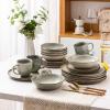 imageAmorArc Ceramic Dinnerware SetsHandmade Reactive Glaze Stoneware Plates and Bowls SetHighly Scratch Resistant  Dishwasher ampamp Microwave Safe Dishes SetService for 4 12pcReactive Glaze