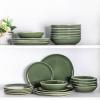imageAmorArc Ceramic Dinnerware SetsHandmade Reactive Glaze Stoneware Plates and Bowls SetHighly Scratch Resistant  Dishwasher ampamp Microwave Safe Dishes SetService for 4 12pcJade Green