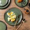 imageAmorArc Ceramic Dinnerware SetsHandmade Reactive Glaze Stoneware Plates and Bowls SetHighly Scratch Resistant  Dishwasher ampamp Microwave Safe Dishes SetService for 4 12pcMatte Jade Green