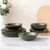 imageAmorArc Ceramic Dinnerware SetsHandmade Reactive Glaze Stoneware Plates and Bowls SetHighly Scratch Resistant  Dishwasher ampamp Microwave Safe Dishes SetService for 4 12pcForest