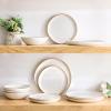 imageAmorArc Ceramic Dinnerware SetsHandmade Reactive Glaze Stoneware Plates and Bowls SetHighly Scratch Resistant  Dishwasher ampamp Microwave Safe Dishes SetService for 4 12pcWhite