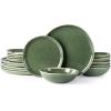 imageAmorArc Ceramic Dinnerware SetsHandmade Reactive Glaze Stoneware Plates and Bowls SetHighly Scratch Resistant  Dishwasher ampamp Microwave Safe Dishes SetService for 4 12pcJade Green
