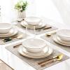 imageAmorArc Ceramic Dinnerware SetsHandmade Reactive Glaze Stoneware Plates and Bowls SetHighly Scratch Resistant  Dishwasher ampamp Microwave Safe Dishes SetService for 4 12pcWhite