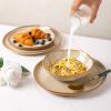 imageAmorArc Ceramic Dinnerware SetsHandmade Reactive Glaze Stoneware Plates and Bowls SetHighly Scratch Resistant  Dishwasher ampamp Microwave Safe Dishes SetService for 4 12pcLatte