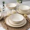 imageAmorArc Ceramic Dinnerware SetsHandmade Reactive Glaze Stoneware Plates and Bowls SetHighly Scratch Resistant  Dishwasher ampamp Microwave Safe Dishes SetService for 4 12pcBeige