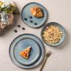 imageAmorArc Ceramic Dinnerware SetsHandmade Reactive Glaze Stoneware Plates and Bowls SetHighly Scratch Resistant  Dishwasher ampamp Microwave Safe Dishes SetService for 4 12pcVintage Blue