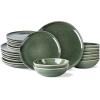 imageAmorArc Ceramic Dinnerware SetsHandmade Reactive Glaze Stoneware Plates and Bowls SetHighly Scratch Resistant  Dishwasher ampamp Microwave Safe Dishes SetService for 4 12pcJade Green