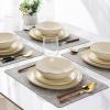 imageAmorArc Ceramic Dinnerware SetsHandmade Reactive Glaze Stoneware Plates and Bowls SetHighly Scratch Resistant  Dishwasher ampamp Microwave Safe Dishes SetService for 4 12pcBeige