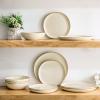imageAmorArc Ceramic Dinnerware SetsHandmade Reactive Glaze Stoneware Plates and Bowls SetHighly Scratch Resistant  Dishwasher ampamp Microwave Safe Dishes SetService for 4 12pcBeige