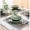 imageAmorArc Ceramic Dinnerware SetsHandmade Reactive Glaze Stoneware Plates and Bowls SetHighly Scratch Resistant  Dishwasher ampamp Microwave Safe Dishes SetService for 4 12pcMatte Olive Green
