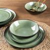 imageAmorArc Ceramic Dinnerware SetsHandmade Reactive Glaze Stoneware Plates and Bowls SetHighly Scratch Resistant  Dishwasher ampamp Microwave Safe Dishes SetService for 4 12pcMatte Olive Green