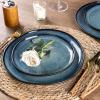 imageAmorArc Ceramic Dinnerware SetsHandmade Reactive Glaze Stoneware Plates and Bowls SetHighly Scratch Resistant  Dishwasher ampamp Microwave Safe Dishes SetService for 4 12pcMatte Ceylon Blue