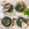 imageAmorArc Ceramic Dinnerware SetsHandmade Reactive Glaze Stoneware Plates and Bowls SetHighly Scratch Resistant  Dishwasher ampamp Microwave Safe Dishes SetService for 4 12pcMatte Jade Green