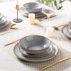 imageAmorArc Ceramic Dinnerware SetsHandmade Reactive Glaze Stoneware Plates and Bowls SetHighly Scratch Resistant  Dishwasher ampamp Microwave Safe Dishes SetService for 4 12pcReactive Blue