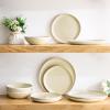 imageAmorArc Ceramic Dinnerware SetsHandmade Reactive Glaze Stonewre Plates and Bowls SetsHighly Chip and Crack Resistant  Dishwasher ampamp Microwave Safe Dishes SetService for 4 12pcIce Cream