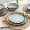 imageAmorArc Ceramic Dinnerware SetsHandmade Reactive Glaze Stonewre Plates and Bowls SetsHighly Chip and Crack Resistant  Dishwasher ampamp Microwave Safe Dishes SetService for 4 12pcOcean