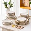 imageAmorArc Ceramic Dinnerware SetsHandmade Reactive Glaze Stonewre Plates and Bowls SetsHighly Chip and Crack Resistant  Dishwasher ampamp Microwave Safe Dishes SetService for 4 12pcPearl White