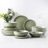 imageAmorArc Ceramic Dinnerware SetsHandmade Reactive Glaze Stonewre Plates and Bowls SetsHighly Chip and Crack Resistant  Dishwasher ampamp Microwave Safe Dishes SetService for 4 12pcOlive Green