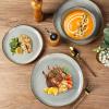 imageAmorArc Ceramic Dinnerware SetsHandmade Reactive Glaze Stonewre Plates and Bowls SetsHighly Chip and Crack Resistant  Dishwasher ampamp Microwave Safe Dishes SetService for 4 12pcGreen Wheat