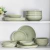 imageAmorArc Ceramic Dinnerware SetsHandmade Reactive Glaze Stonewre Plates and Bowls SetsHighly Chip and Crack Resistant  Dishwasher ampamp Microwave Safe Dishes SetService for 4 12pcOlive Green
