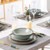 imageAmorArc Ceramic Dinnerware SetsHandmade Reactive Glaze Stonewre Plates and Bowls SetsHighly Chip and Crack Resistant  Dishwasher ampamp Microwave Safe Dishes SetService for 4 12pcOcean
