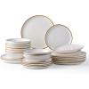 imageAmorArc Ceramic Dinnerware SetsHandmade Reactive Glaze Stonewre Plates and Bowls SetsHighly Chip and Crack Resistant  Dishwasher ampamp Microwave Safe Dishes SetService for 4 12pcPearl White