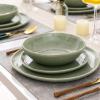 imageAmorArc Ceramic Dinnerware SetsHandmade Reactive Glaze Stonewre Plates and Bowls SetsHighly Chip and Crack Resistant  Dishwasher ampamp Microwave Safe Dishes SetService for 4 12pcOlive Green