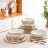 imageAmorArc Ceramic Dinnerware SetsHandmade Reactive Glaze Stonewre Plates and Bowls SetsHighly Chip and Crack Resistant  Dishwasher ampamp Microwave Safe Dishes SetService for 4 12pcPearl White