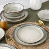 imageAmorArc Ceramic Dinnerware SetsHandmade Reactive Glaze Stonewre Plates and Bowls SetsHighly Chip and Crack Resistant  Dishwasher ampamp Microwave Safe Dishes SetService for 4 12pcGreen Wheat