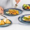 imageAmorArc Ceramic Dinnerware SetsHandmade Reactive Glaze Stonewre Plates and Bowls SetsHighly Chip and Crack Resistant  Dishwasher ampamp Microwave Safe Dishes SetService for 4 12pcCeylon Blue
