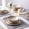 imageAmorArc Ceramic Dinnerware SetsHandmade Reactive Glaze Stonewre Plates and Bowls SetsHighly Chip and Crack Resistant  Dishwasher ampamp Microwave Safe Dishes SetService for 4 12pcCappuccino