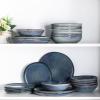 imageAmorArc Ceramic Dinnerware SetsHandmade Reactive Glaze Stonewre Plates and Bowls SetsHighly Chip and Crack Resistant  Dishwasher ampamp Microwave Safe Dishes SetService for 4 12pcCeylon Blue