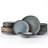 imageAmorArc Ceramic Dinnerware SetsHandmade Reactive Glaze Stonewre Plates and Bowls SetsHighly Chip and Crack Resistant  Dishwasher ampamp Microwave Safe Dishes SetService for 4 12pcOcean