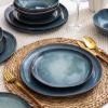 imageAmorArc Ceramic Dinnerware SetsHandmade Reactive Glaze Stonewre Plates and Bowls SetsHighly Chip and Crack Resistant  Dishwasher ampamp Microwave Safe Dishes SetService for 4 12pcCeylon Blue