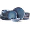 imageAmorArc Ceramic Dinnerware SetsHandmade Reactive Glaze Stonewre Plates and Bowls SetsHighly Chip and Crack Resistant  Dishwasher ampamp Microwave Safe Dishes SetService for 4 12pcCeylon Blue