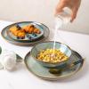 imageAmorArc Ceramic Dinnerware SetsHandmade Reactive Glaze Stonewre Plates and Bowls SetsHighly Chip and Crack Resistant  Dishwasher ampamp Microwave Safe Dishes SetService for 4 12pcOcean
