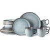 imageAmorArc Ceramic Dinnerware SetsHandmade Reactive Glaze Stonewre Plates and Bowls SetsHighly Chip and Crack Resistant  Dishwasher ampamp Microwave Safe Dishes SetService for 4 12pcOcean