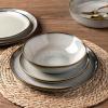 imageAmorArc Ceramic Dinnerware SetsHandmade Reactive Glaze Stonewre Plates and Bowls SetsHighly Chip and Crack Resistant  Dishwasher ampamp Microwave Safe Dishes SetService for 4 12pcGreen Wheat