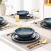 imageAmorArc Ceramic Dinnerware SetsHandmade Reactive Glaze Stonewre Plates and Bowls SetsHighly Chip and Crack Resistant  Dishwasher ampamp Microwave Safe Dishes SetService for 4 12pcCeylon Blue
