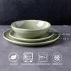 imageAmorArc Ceramic Dinnerware SetsHandmade Reactive Glaze Stonewre Plates and Bowls SetsHighly Chip and Crack Resistant  Dishwasher ampamp Microwave Safe Dishes SetService for 4 12pcOlive Green