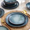 imageAmorArc Ceramic Dinnerware SetsHandmade Reactive Glaze Stonewre Plates and Bowls SetsHighly Chip and Crack Resistant  Dishwasher ampamp Microwave Safe Dishes SetService for 4 12pcCeylon Blue