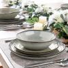 imageAmorArc Ceramic Dinnerware SetsHandmade Reactive Glaze Stonewre Plates and Bowls SetsHighly Chip and Crack Resistant  Dishwasher ampamp Microwave Safe Dishes SetService for 4 12pcGreen Wheat