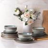 imageAmorArc Ceramic Dinnerware SetsHandmade Reactive Glaze Stonewre Plates and Bowls SetsHighly Chip and Crack Resistant  Dishwasher ampamp Microwave Safe Dishes SetService for 4 12pcOcean