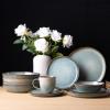 imageAmorArc Ceramic Dinnerware SetsHandmade Reactive Glaze Stonewre Plates and Bowls SetsHighly Chip and Crack Resistant  Dishwasher ampamp Microwave Safe Dishes SetService for 4 12pcOcean